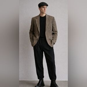 Vintage Ives Saint Laurent Made In France Brown Tweed Wool Blazer Size 40